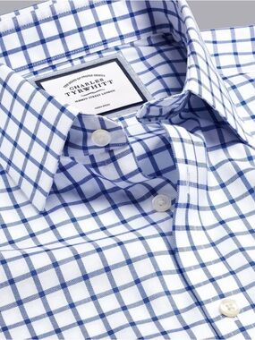 Charles Tyrwhitt Men’s Navy White & Blue Slim Fit Dress Shirt *Sz. 15 1/2 *32in
